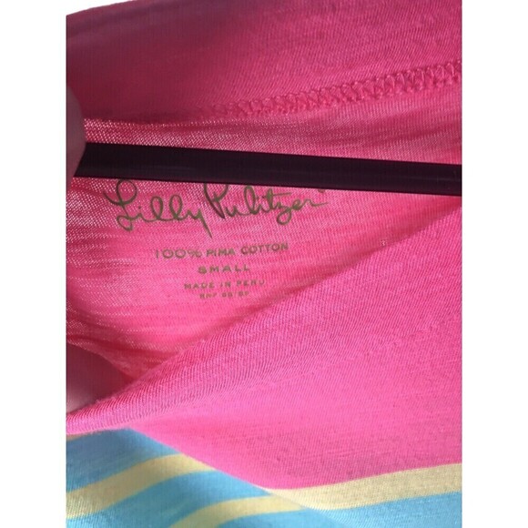 Lilly Pulitzer Women's Small Color Block Striped Kaleb Shirt Dress Cotton Blue - Picture 7 of 7